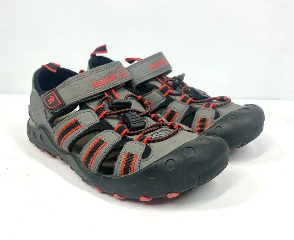 Kamik Crab Water Sandals Red Gray Black Little Kids Girls Boys Size 3 Unisex